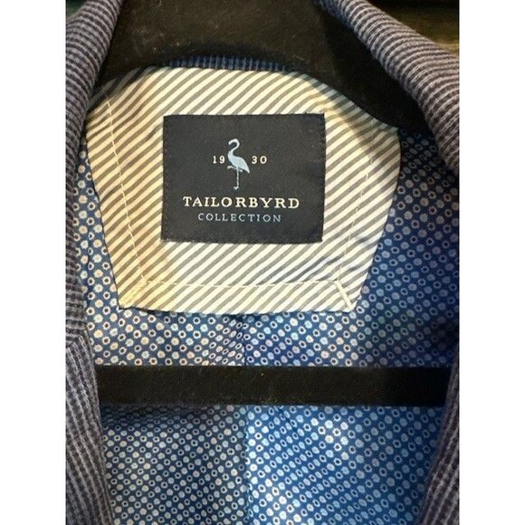 Tailorbyrd Mens Blazer Sport Coat Blue‎ Stripe Stretch Seersucker Elbow 38S - Picture 3 of 16